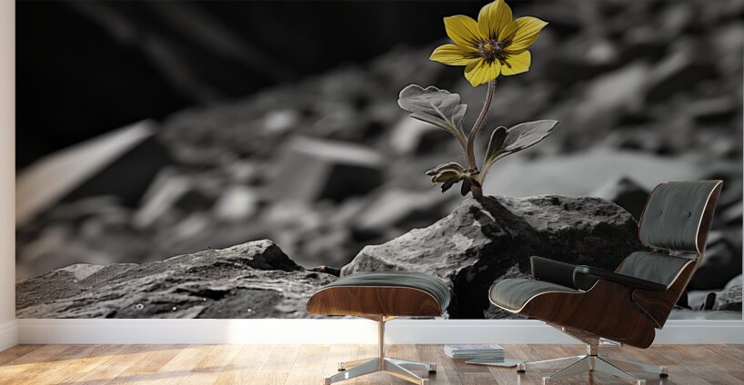 Resilient Heart – Yellow Flower Among Stones Print Wall Murals