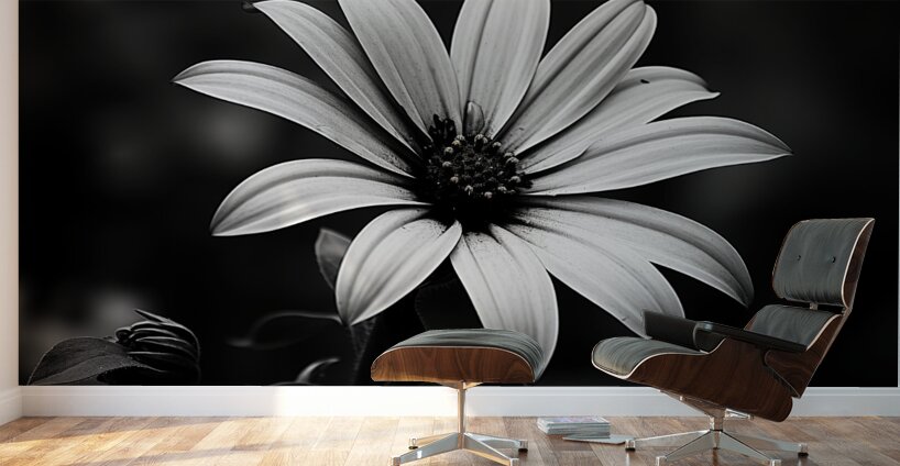 Twilight Petals – Black and White Floral Portrait Wall Murals