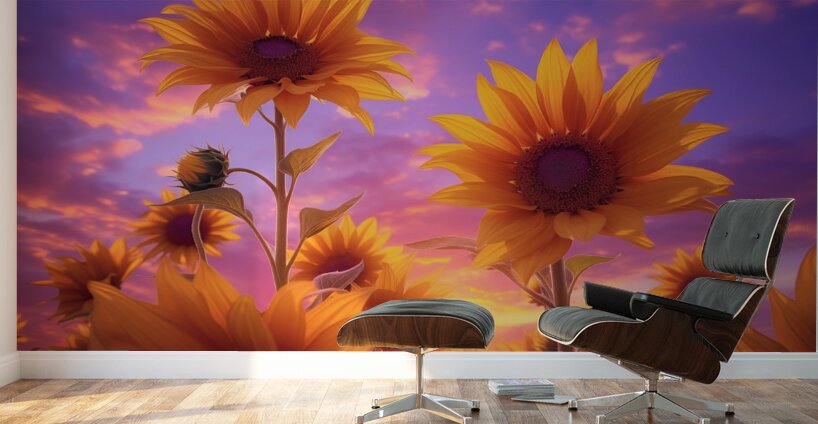 Sunrise Blooms – Sunflowers in the Morning Light Print Wall Murals