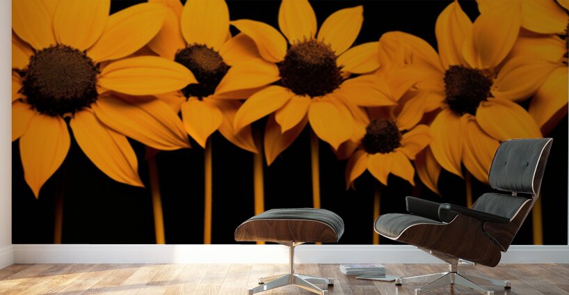 Field of Fire – Vibrant Sunflower Panorama Print Wall Murals