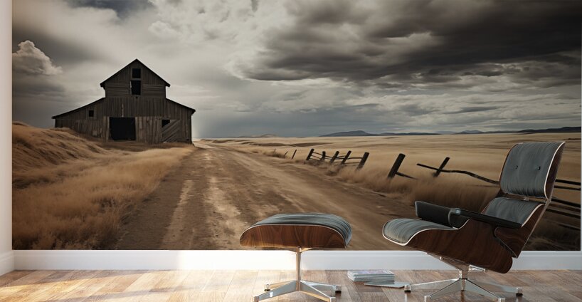 The Long Road Home – Sepia Countryside Landscape Print Wall Murals