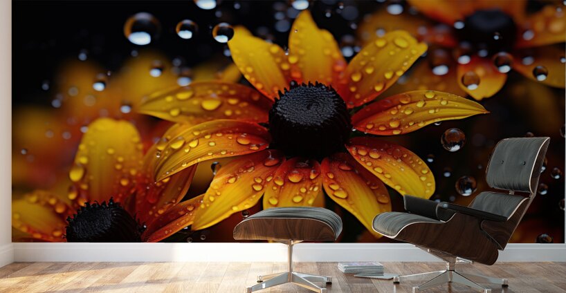 Morning Dew Daisies – Luminous Floral Art Print Wall Murals