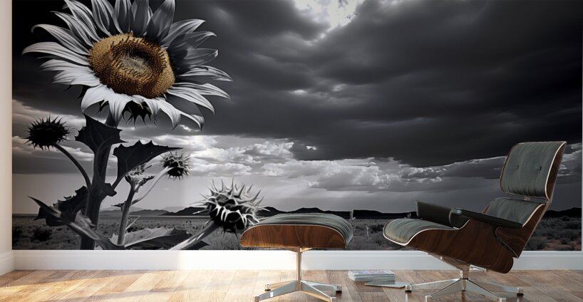 Desert Sunflower – Stormfront Monochrome Landscape Print Wall Murals