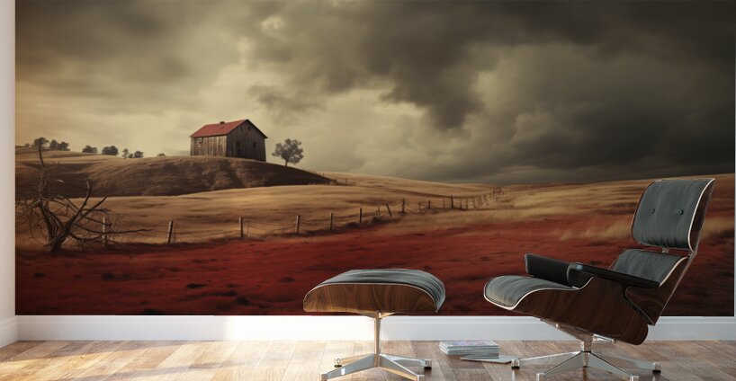Crimson Harvest – Barn and Landscape Print Wall Murals