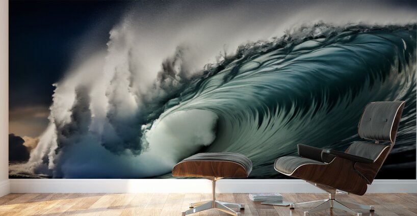 Aqua Requiem – Panoramic Ocean Wave Print Wall Murals