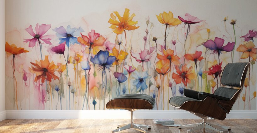 Candy Drip Garden – Abstract Floral Print Wall Murals
