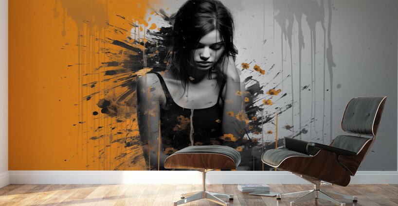 Contrast – Monochrome Splash Portrait Print Wall Murals
