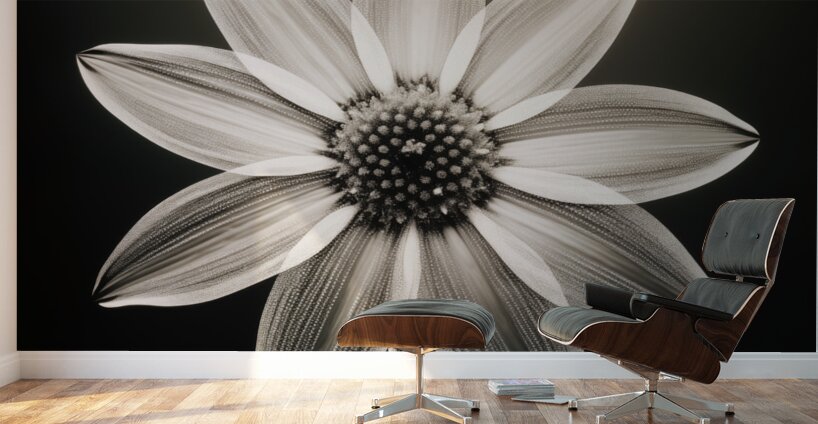 Sumptuous – Soft-Glow Daisy Monochrome Art Print Wall Murals