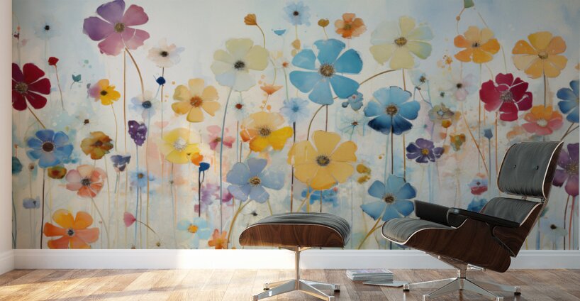 Flower Explosion – Colorful Wildflower Meadow Art Print Wall Murals