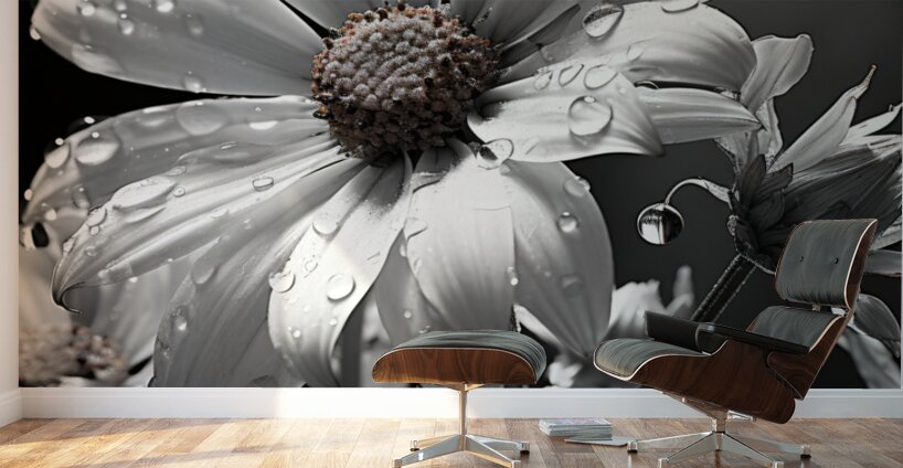 Bloomed Affinity – Monochrome Daisy Duo Art Print Wall Murals