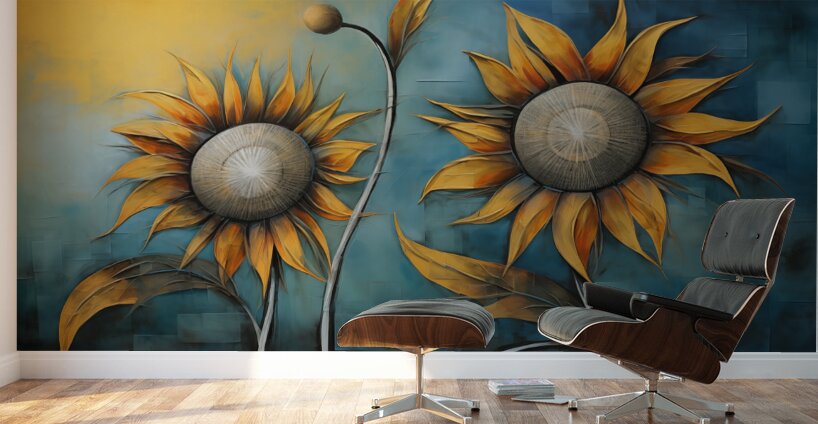 Flamboyant - Bold Sunflower Art Prints Wall Murals