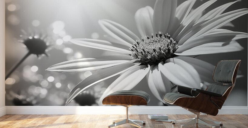 Whispers of the Sun – Minimal Daisy Art Print Wall Murals