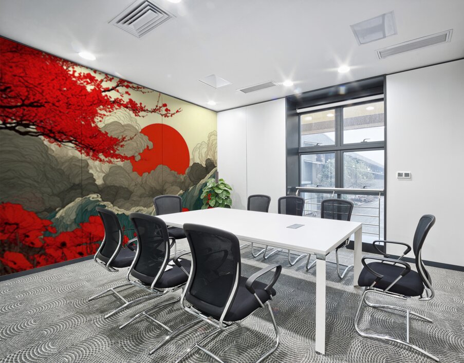 Sakura To Taiyo 桜と太陽 - Cherry Blossoms And Sun - Japanese Floral Art Prints Wall Printing