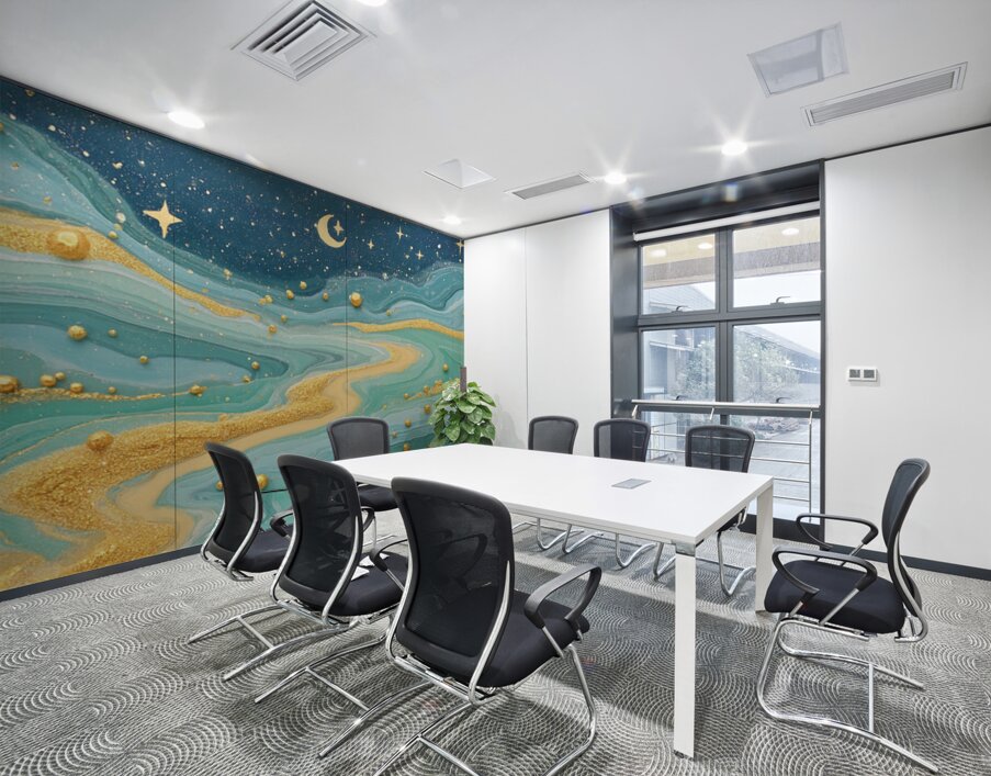 Golden River Flow – Fluid Abstract Art Print Wall Printing