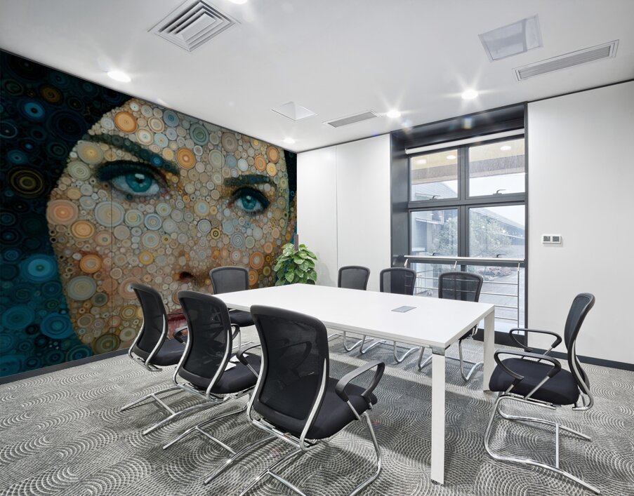 Circular Mosaic Portrait – Women’s Portrait Art Print Wall Printing
