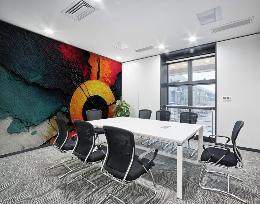 Solar Ring – Red Gold Textured Abstract Print Wall Printing