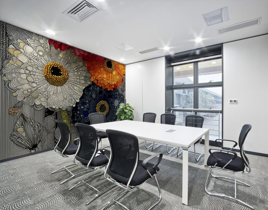 4 x Bloom – Zinnia Flowers Abstract Print Wall Printing