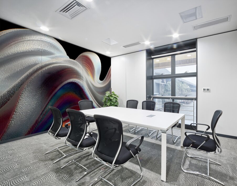 Silver Serpentine – Minimal Monochrome Curve Print Wall Printing