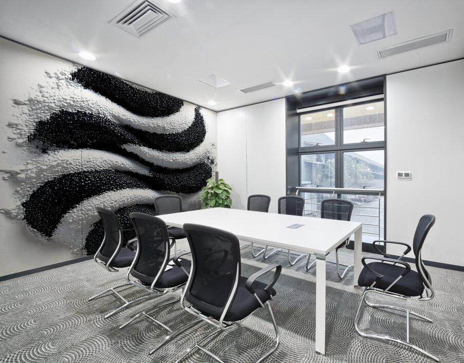 Zebra Orbit – Monochrome Ripple Sphere Print Wall Printing