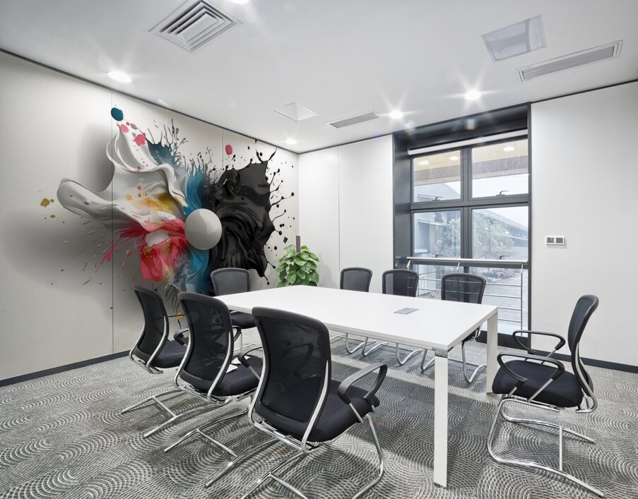 Contrast Singularity – High-Impact Paint Splash Abstract Wall Printing