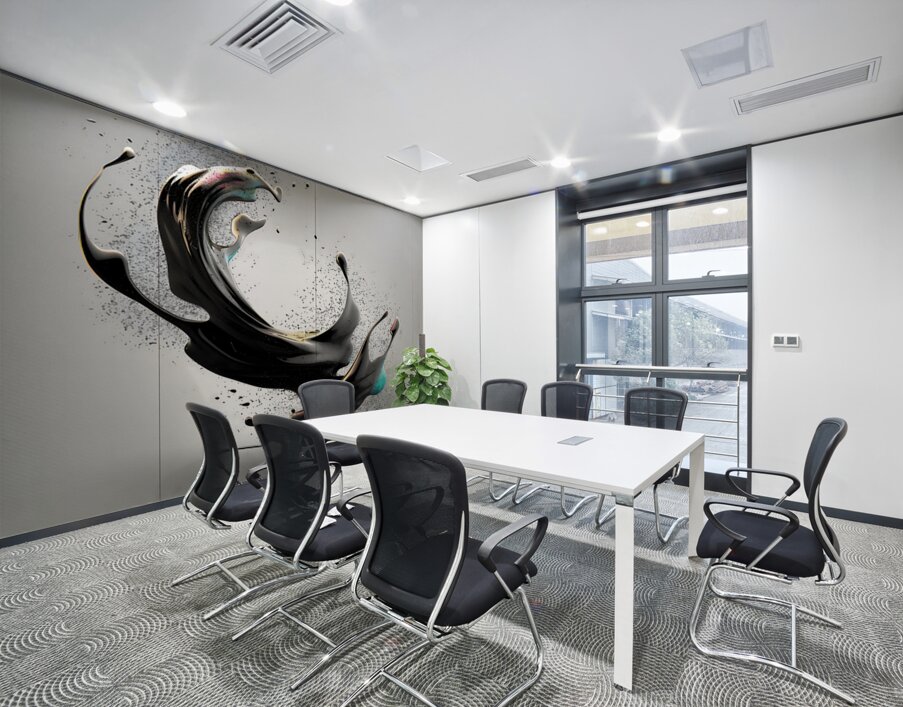 Orbiting Ink – Fluid Monochrome Motion Print Wall Printing