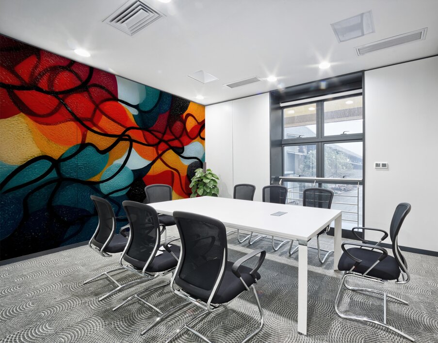 Stained-Glass Sunset – Mosaic Geometry Art Print Wall Printing