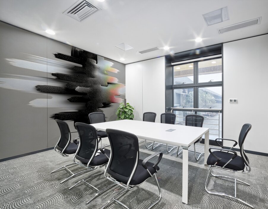 Monochrome Vector Pulse – Minimal Abstract Soundwave Print Wall Printing