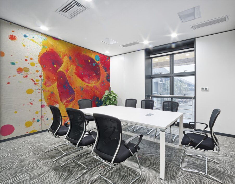 Neon Rebirth – Splatter Skull Canvas Wall Printing