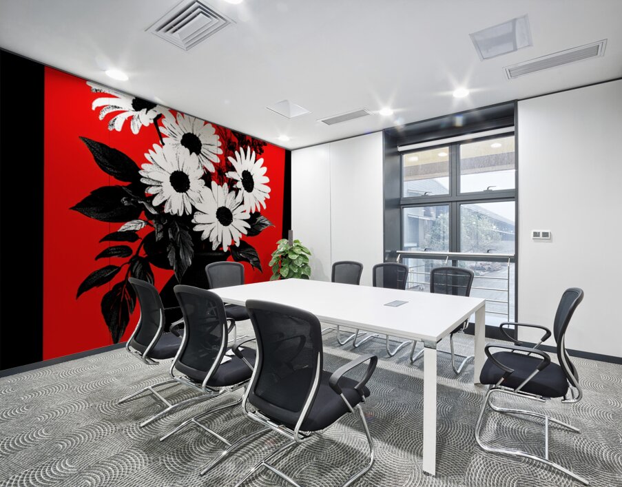 Noir Daisies – Pop Contrast Floral Print Wall Printing