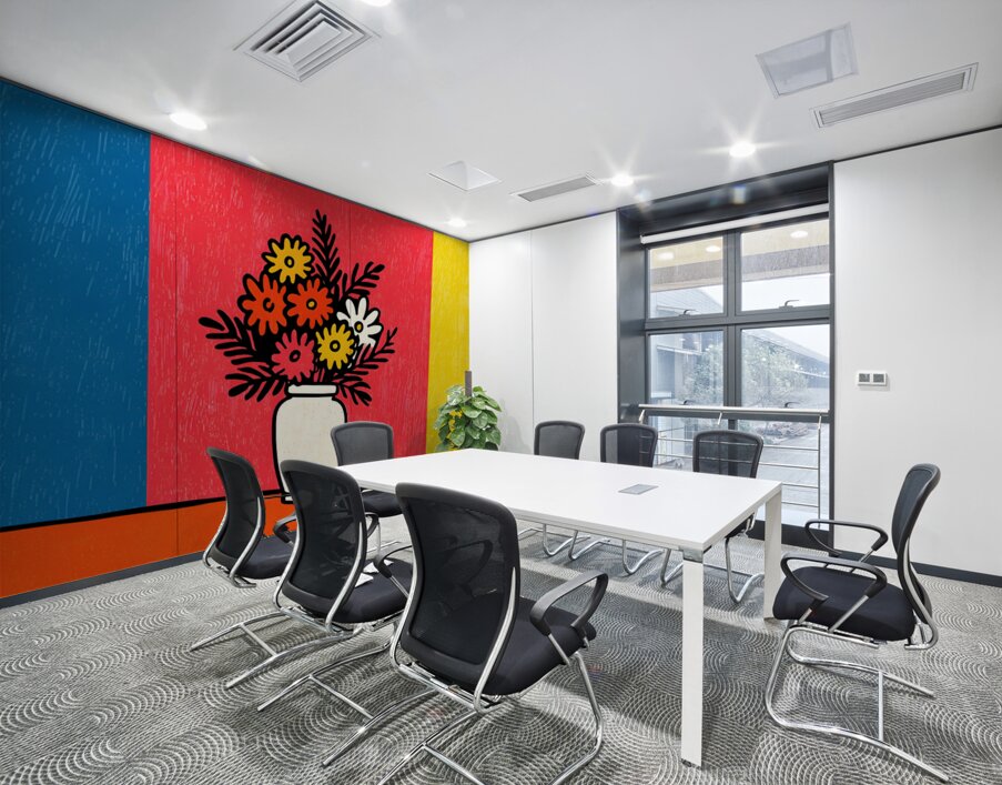 Color Field Blooms – Retro Graphic Vase Print Wall Printing