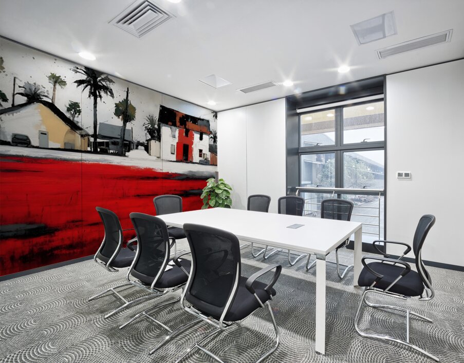 Crimson Lot - Coastal Village Print Wall Printing