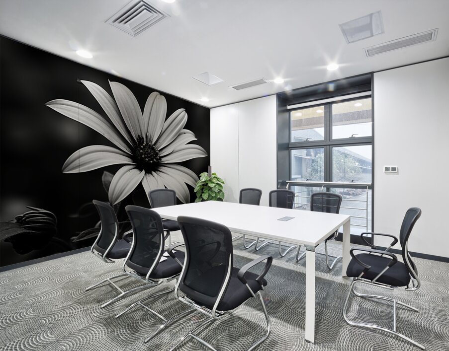 Twilight Petals – Black and White Floral Portrait Wall Printing