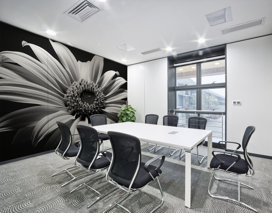 Shadow Bloom – Black and White Sunflower Portrait Print Wall Printing