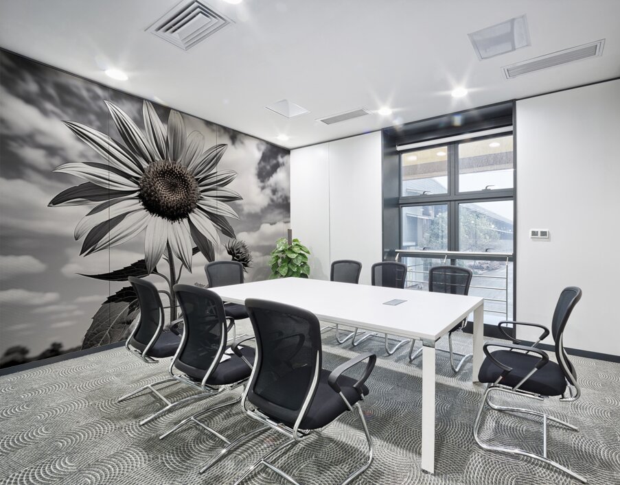 Skyward – Monochrome Sunflower Landscape Print Wall Printing