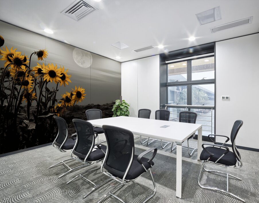 Harvest Moon – Golden Sunflowers by Moonlight Print Wall Printing