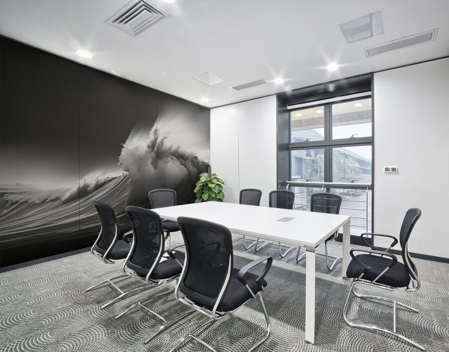 Silver Breaker – Black & White Ocean Wave Print Wall Printing