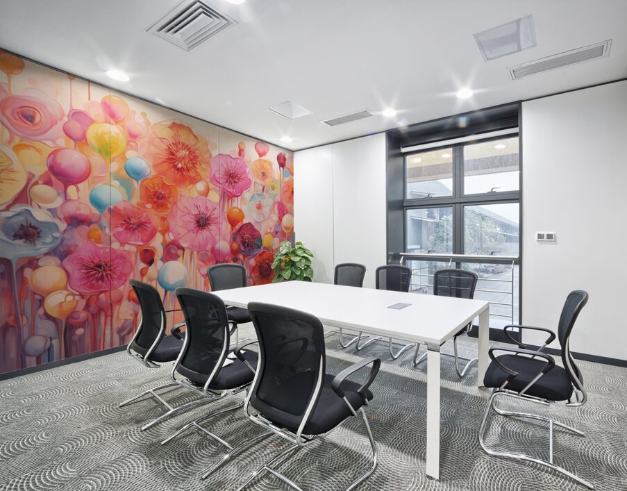 Bloom Voltage – Abstract Floral Field Print Wall Printing