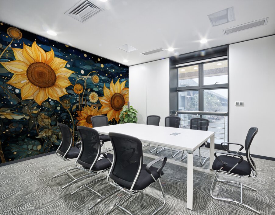 Starry Night Sunflowers – Van Gogh-Inspired Floral Art Print Wall Printing