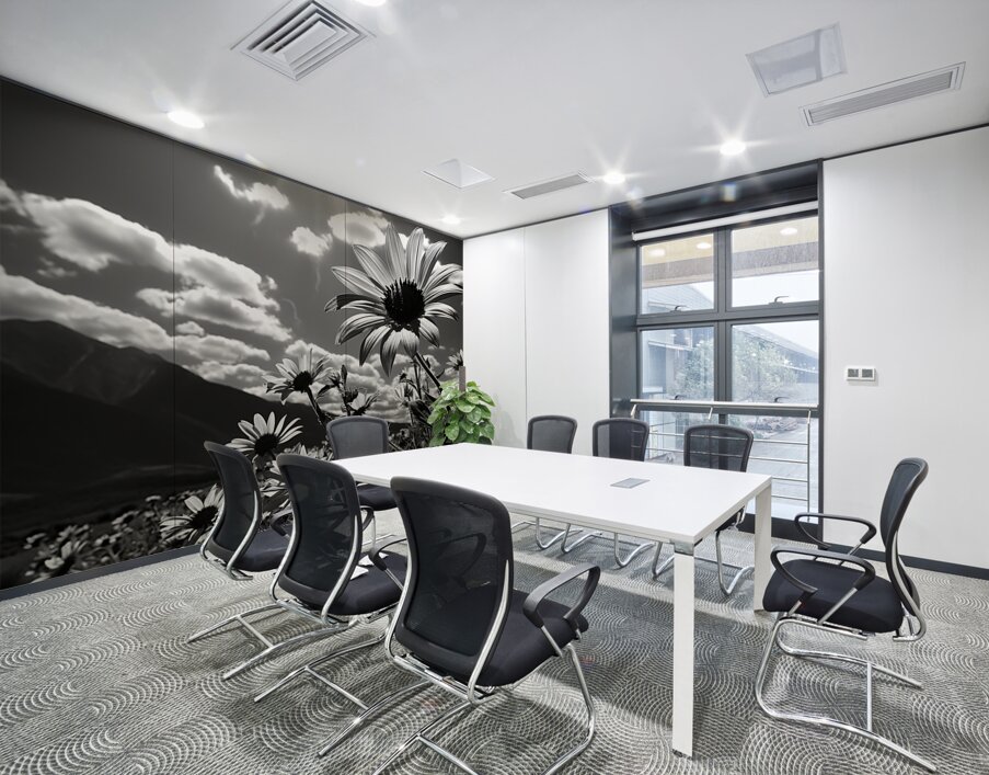 Bloomscape – Wide Field Floral Monochrome Art Print Wall Printing