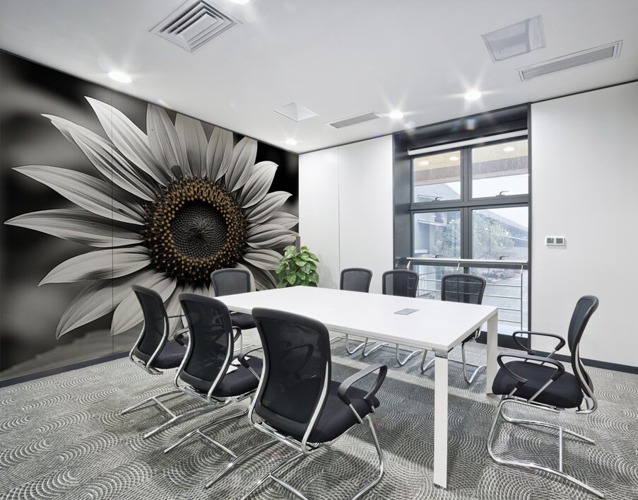 Flawless – Black & White Sunflower Art Print Wall Printing