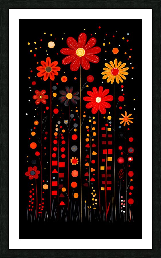 Jardin Geometrique - Geometric Garden - Graphic Floral Art Prints Picture Frame print