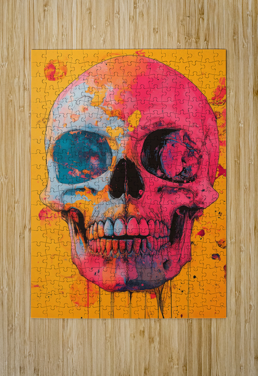 Uninhibited - Neon Skull Portrait Art Prints Savage Art Prints Puzzle printing