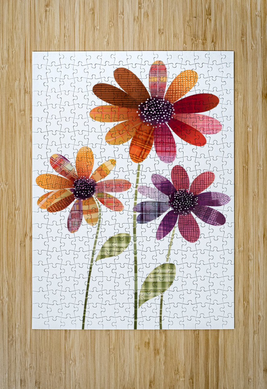 Plaid Botanica 17 - Contemporary Floral Pattern Art Prints Savage Art Prints Puzzle printing