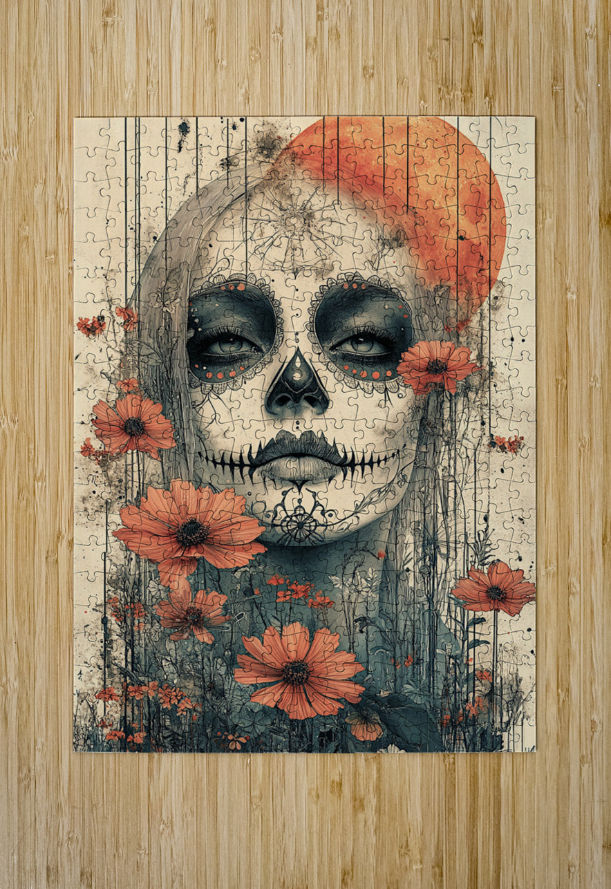 La Guardiana Del Camposanto - The Graveyard Guardian - Dia de los Muertos Art Prints Savage Art Prints Puzzle printing
