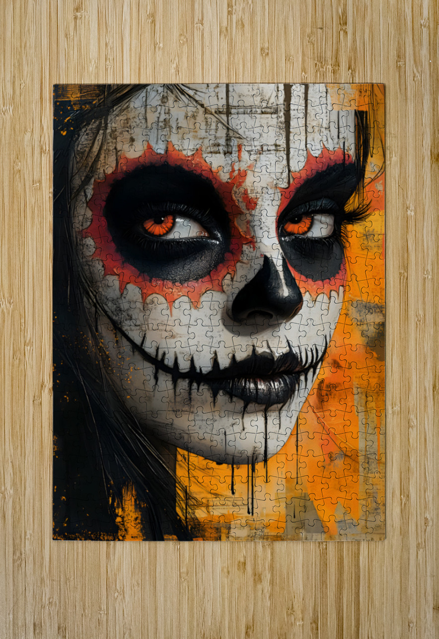 La Calavera Vigilante - The Watchful Skull - Dia de los Muertos Art Prints Savage Art Prints Puzzle printing