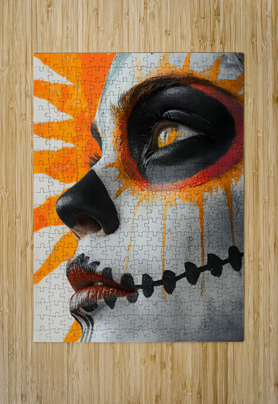 Hija Del Sol Azteca - Daughter Of The Aztec Sun - Dia de los Muertos Art Prints Savage Art Prints Puzzle printing