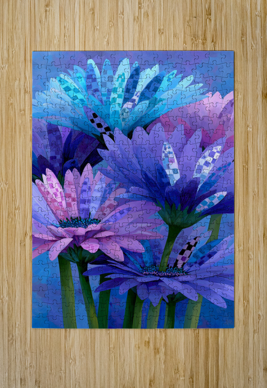 Bleu Botanique - Botanical Blue - Modern Floral Art Prints Savage Art Prints Puzzle printing