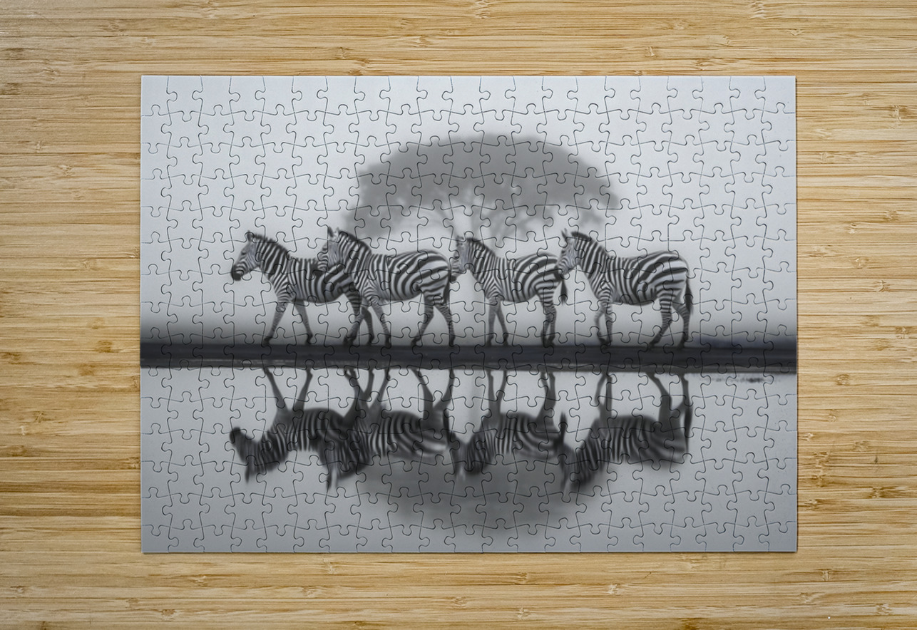 Led Beside Still Waters - Monochrome Landscape Art Prints Savage Art Prints Puzzle printing