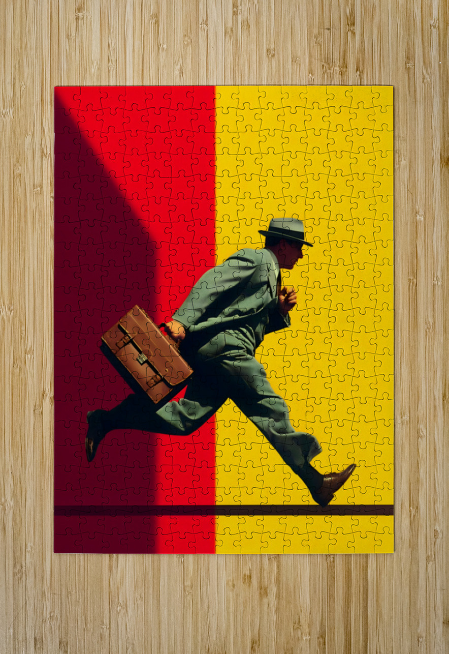 The Man Who Ran from Time – Surreal Poster Art Print Savage Art Prints Puzzle printing