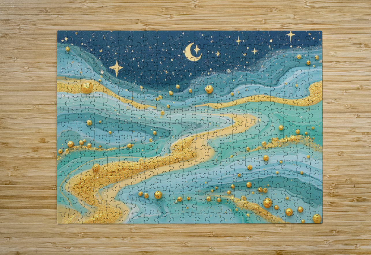 Golden River Flow – Fluid Abstract Art Print Savage Art Prints Puzzle printing